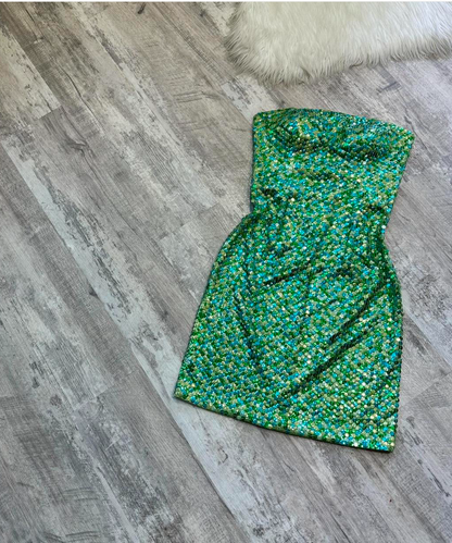 Sparkly Sheath Formal Dress Strapless Short Prom Dress Turquoise Homecoming Dress ED04093