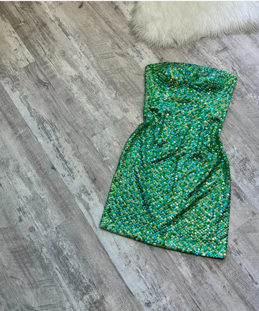 Sparkly Sheath Formal Dress Strapless Short Prom Dress Turquoise Homecoming Dress ED04093