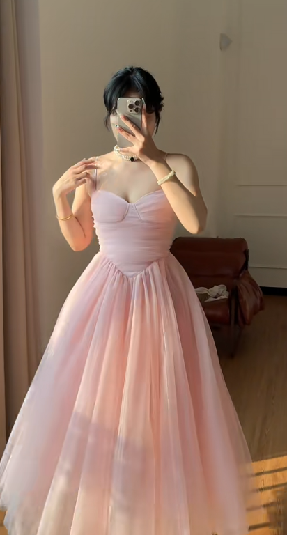 Sweet Pink Ball Gown Spaghetti Strap Formal Dress 18th Birthday Dress EvaFashionDress Sweet Pink Ball Gown Spaghetti Strap Formal Dress 18th Birthday Dress EvaFashionDress