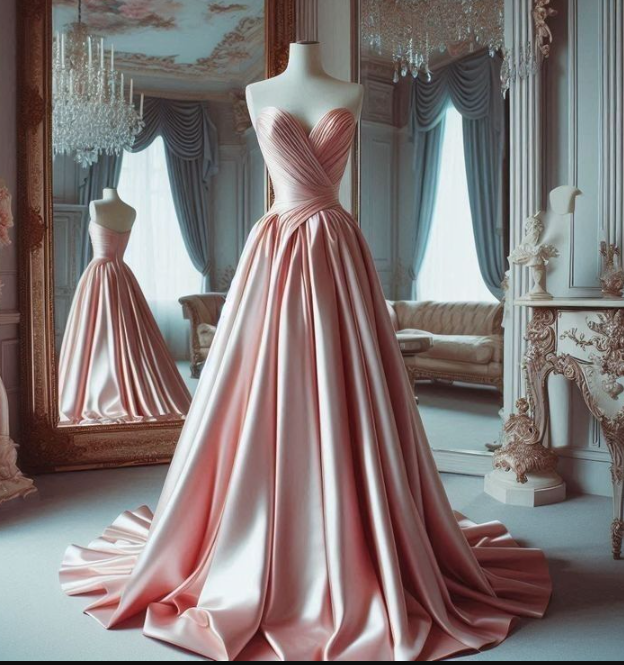 Elegant Sweetheart A-Line Satin Long Prom Dresses, Sweet Pink 16 Dress ED04130