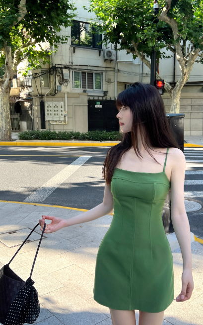 Gorgeous Spaghetti Strap Sheath Satin Short Prom Dresses Dark Green Homecoming Dresses ED04135