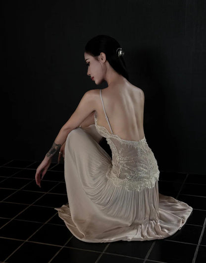 Sexy Sheath Halter Long Prom Dresses Chiffon Lace Applique Backless Birthday Dresses Formal Dresses ED04167