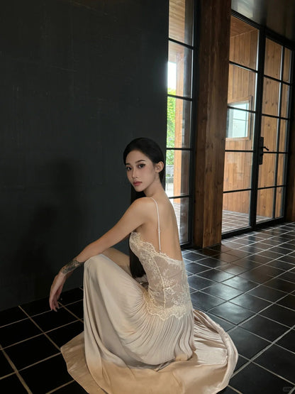 Sexy Sheath Halter Long Prom Dresses Chiffon Lace Applique Backless Birthday Dresses Formal Dresses ED04167