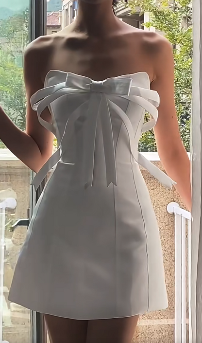 Sexy Sheath Strapless Short Prom Dresses White Birthday Dresses Homeco – EvaFashionDress