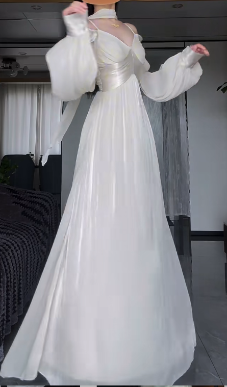Elegant Off-the-shoulder Sheath Long Prom Dresses, Long-sleeved Formal Evening Dresses ED04204