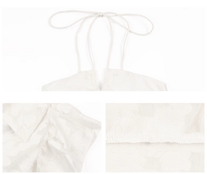 Strandurlaubsstil Französisches A-Linien-Neckholder-Rückenfreies langes Kleid ED0420