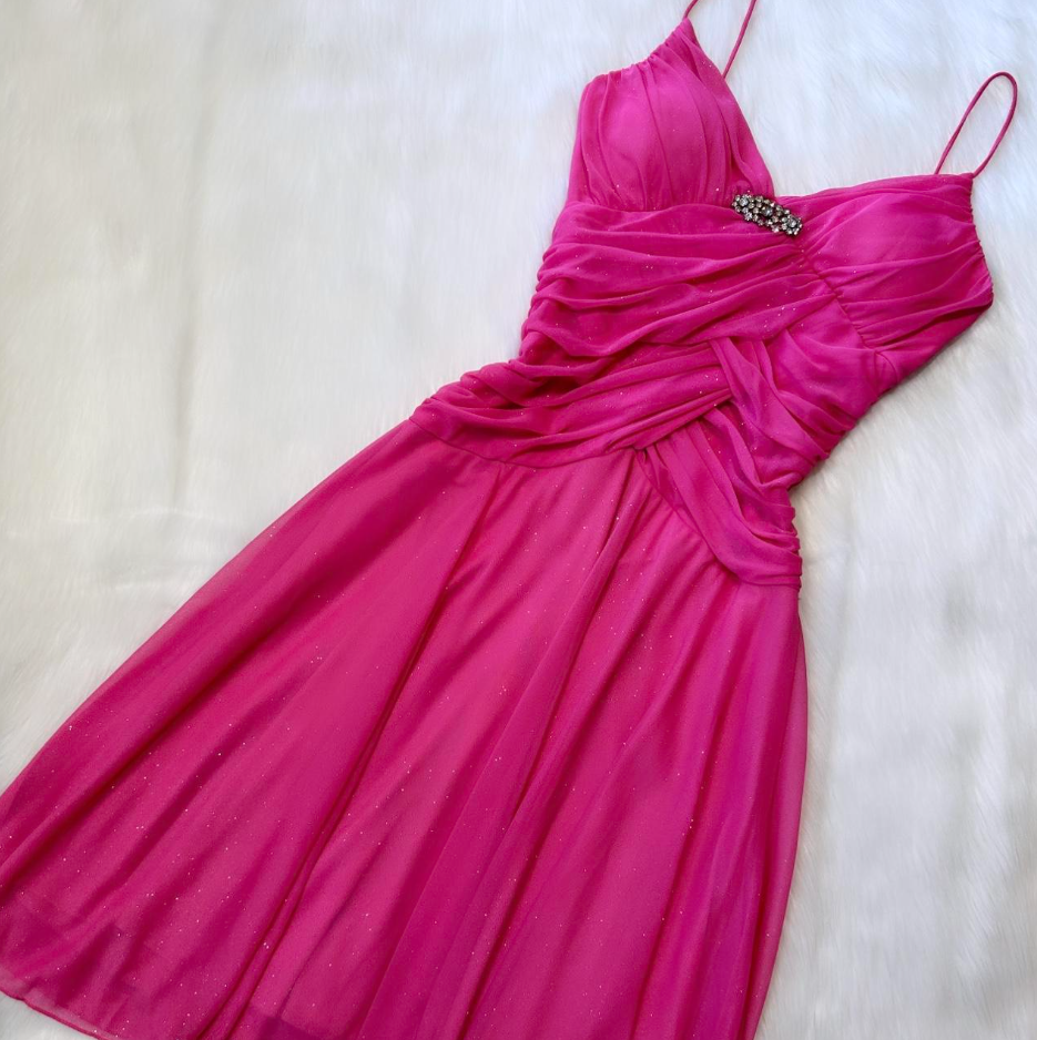 Cute Spaghetti Strap A-Line Chiffon Short Prom Dresses Fuchsia Homecoming Dresses ED04231