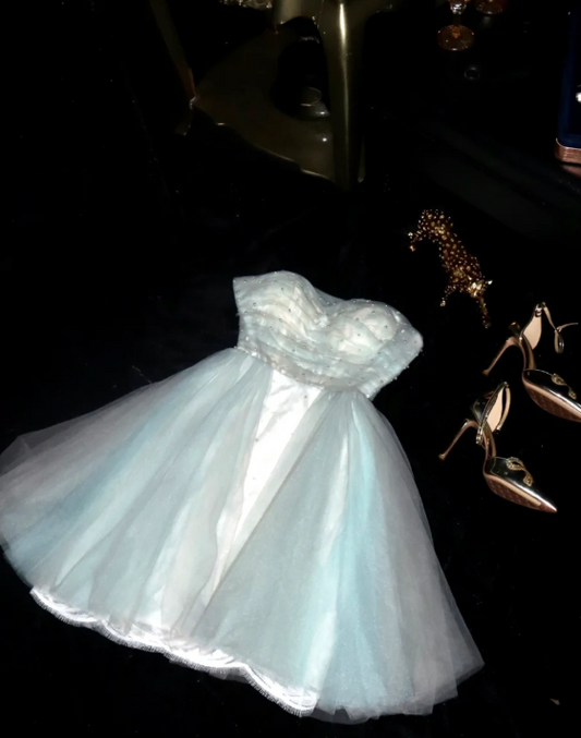 Cute Strapless Ball Gown Tulle Birtdhay Dresses Beaded Homecoming Dresses ED04245