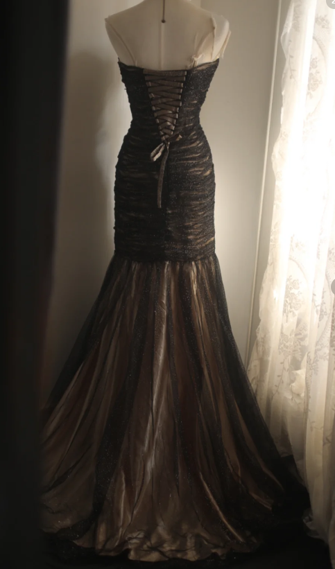 Elegant Sweetheart Mermaid Tulle Beaded Long Prom Dresses, Black Formal Dresses ED04254