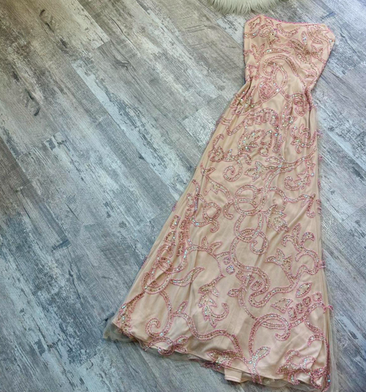 Vintage Strapless Sheath Chiffon Beaded Long Prom Dresses, Sparkly Backless Formal Evening Dresses ED04258