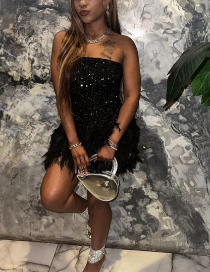 Sexy Strapless Bodycon Short Prom Dresses, Black Homecoming Dresses, S – EvaFashionDress