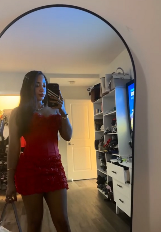 Sexy Bodycon Satin Short Prom Dresses, Red Homecoming Dresses Strapless Birthday Dresses ED04301