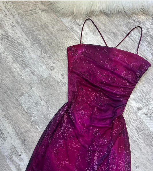 Vintage Sheath Chiffon Short Prom Dresses, Grape Homecoming Dresses, Spaghetti Strap Birthday Dresses ED04303