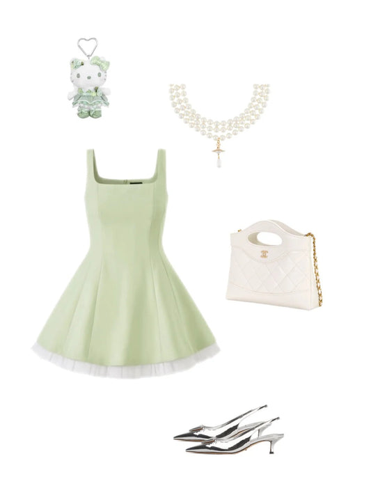 Sexy Square Neck A-line Satin Short Prom Dresses, Green Homecoming Dresses ED04322