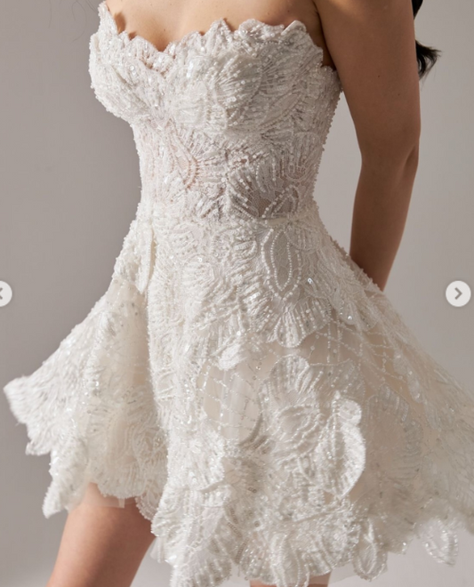 Cute Sweetheart Neck A-Line Homecoming Dresses, Beaded Sleeveless Short Prom Dresses ED04334