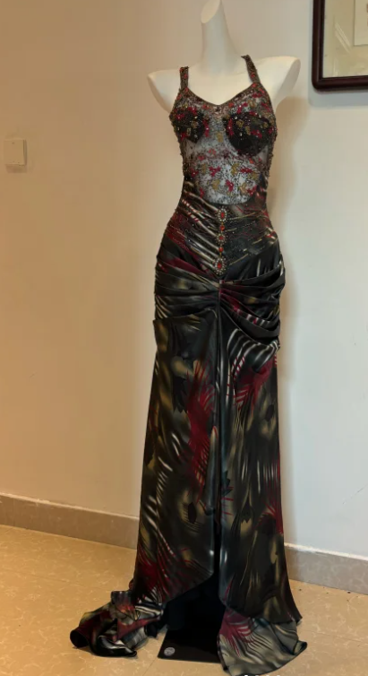 Superbe robe de soirée longue en satin fuchsia, style sirène, sans bretelles, ED02613