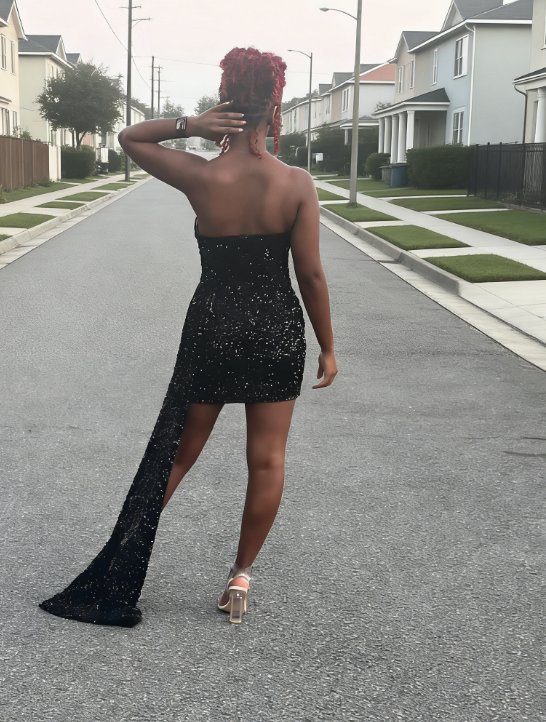 Sexy Sequin Birthday Dresses Strapless Bodycon Chiffon Short Prom Dresses Sequin Birthday Dresses Black Homecoming Dresses ED04410