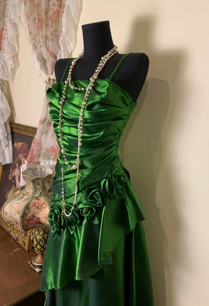 Superbe robe de soirée longue en satin fuchsia, style sirène, sans bretelles, ED02613