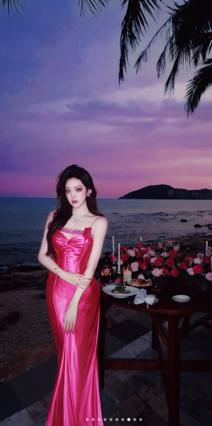Glam Hot Pink Long Formal Dresses, Spaghetti Strap Mermaid Prom Dresses, Open Back Evening Dresses ED04415