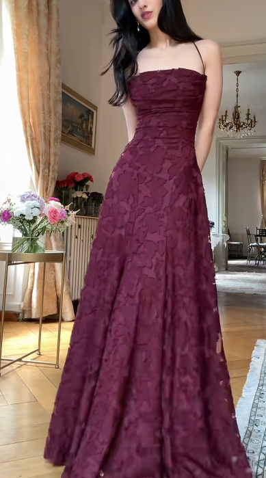 Chic Spaghetti Strap Sheath Wedding Dresses,Lace Rust Red Formal Dresses ED04427