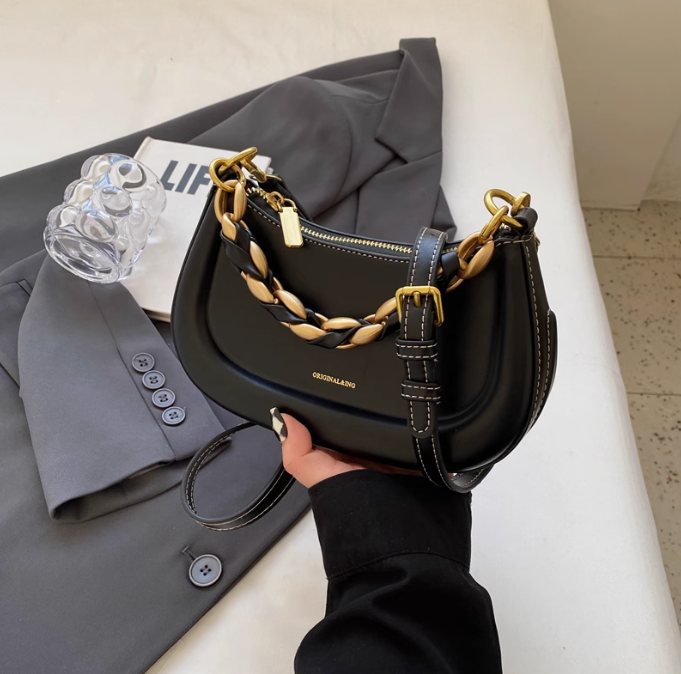 Sac messager rétro polyvalent à bandoulière avec chaîne ED0443