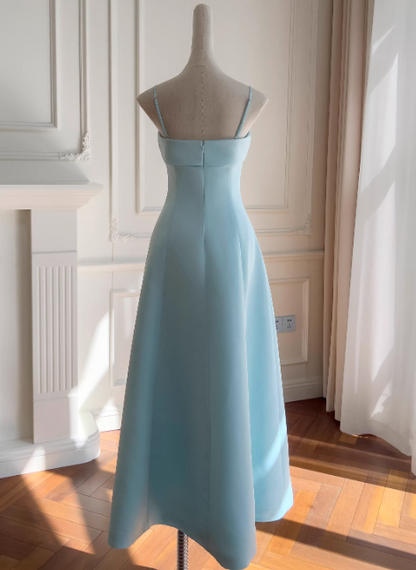 Fairy Spaghetti Straps A-Line Long Prom Dresses Pale Blue Long Formal Dresses ED04448