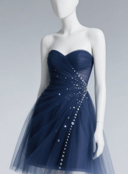 Gorgeous Sweetheart Neck Sheath Short Prom Dresses Navy Blue Hoco Dresses ED04452