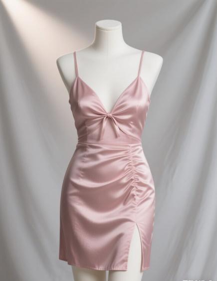 Cute Spaghetti Strap Sheath Short Prom Dresses Satin Pink Hoco Dresses ED04453