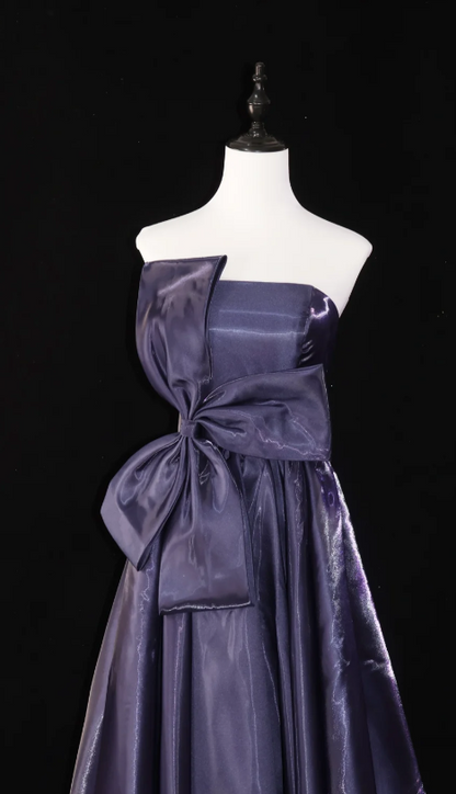 Elegant Strapless A-Line Prom Dresses, Dark Purple Long Formal Dresses ED04491
