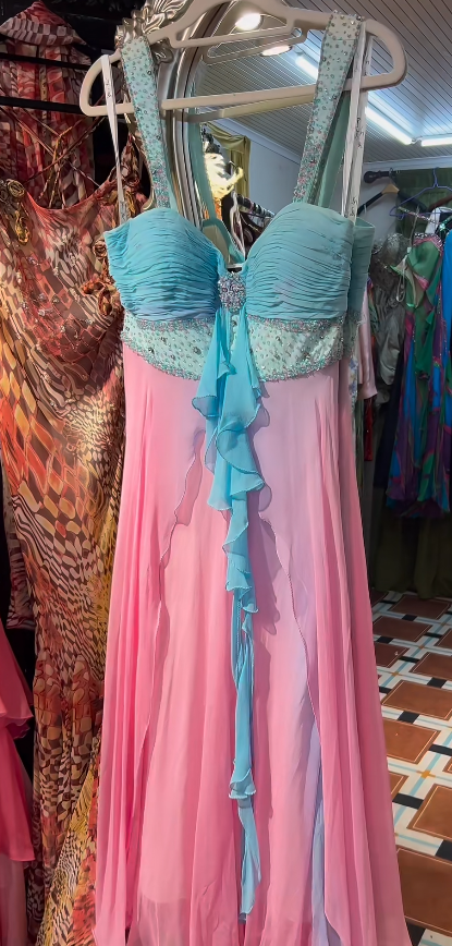 Vintage Straps Sheath Birthday Dresses Chiffon Pink Formal Dresses ED04494