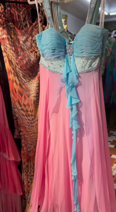 Vintage Straps Sheath Birthday Dresses Chiffon Pink Formal Dresses ED04494