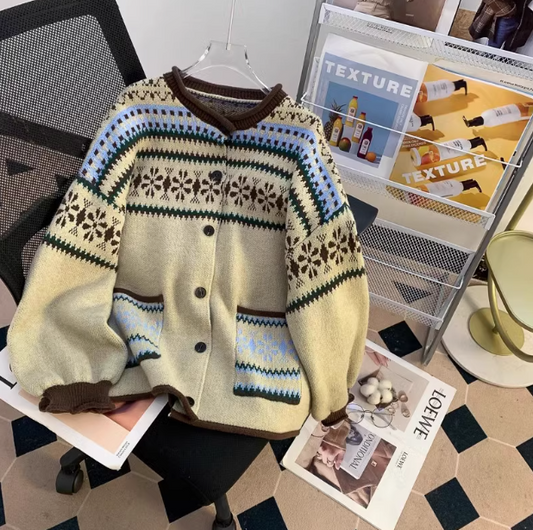 Fair Isle Vintage Jacquard-Cardigan ED0450