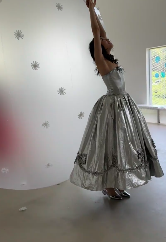 Elegant Strapless Ball Gown Silver Long Prom Dresses Silver Formal Dresses ED04511