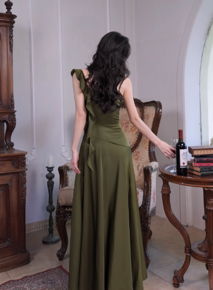 Chic Sheath Dark Green Long Prom Dresses, Dark Green Formal Dresses ED04517