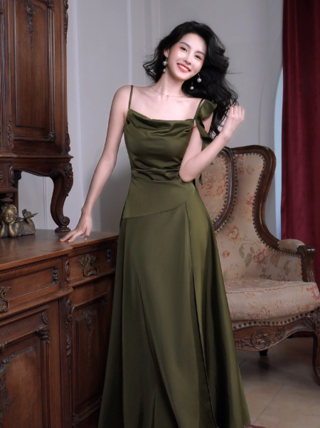Chic Sheath Dark Green Long Prom Dresses, Dark Green Formal Dresses ED04517