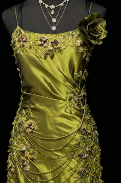 Elegant Mermaid Spaghetti Strap Dark Green Long Prom Dresses Satin Beaded Evening Gowns Dark Green Formal Dresses ED04519