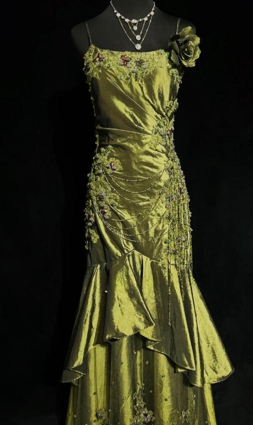 Elegant Mermaid Spaghetti Strap Dark Green Long Prom Dresses Satin Beaded Evening Gowns Dark Green Formal Dresses ED04519