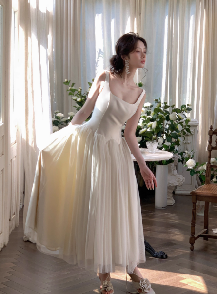Fairy Suqare Neck A-Line Formal Dresses White Birthday Dresses ED04550