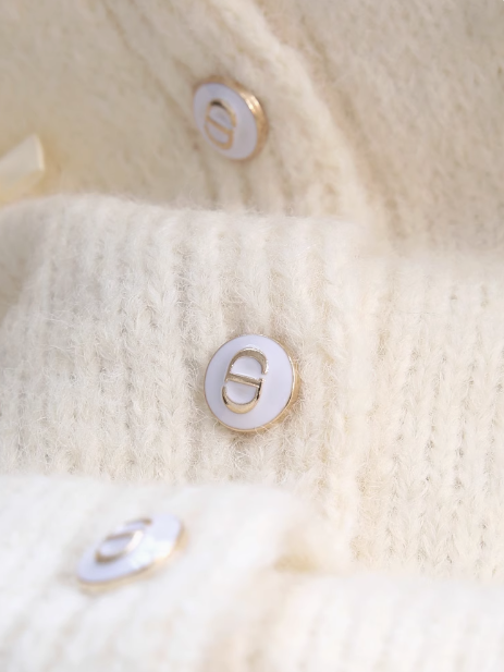 Short French Chanel Style Bow Round Neck Knitted Cardigan  ED0457