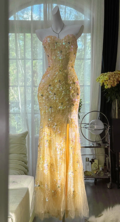 Gorgeous Mermaid Coral Formal Dresses Tulle Sequin Sweetheart Neck Long Prom Dresses Coral Evening Dresses ED04587