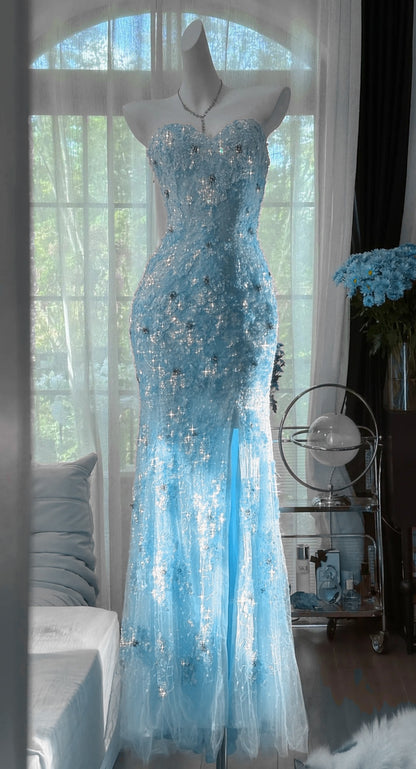 Gorgeous Mermaid Coral Formal Dresses Tulle Sequin Sweetheart Neck Long Prom Dresses Coral Evening Dresses ED04587