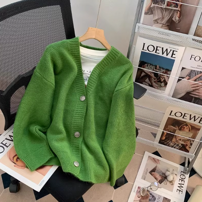 Korean style gentle V-neck loose outer wear knitted cardigan  ED0458