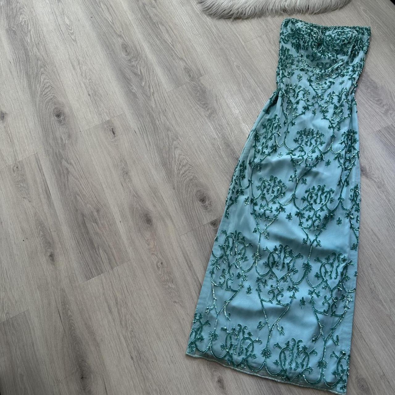 Vintage Strapless Sheath Long Prom Dresses , Chiffon Sequins Blue Formal Dresses ED04595