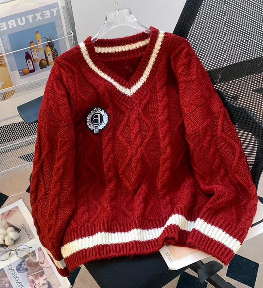 Preppy style women's long sleeve sweater  ED0459