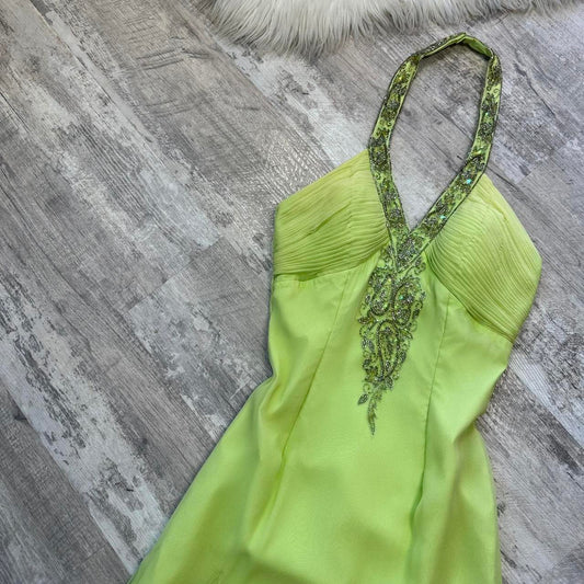 Fairy Halter Sheath Short Prom Dresses, Chiffon Green Homecoming Dresses Birthday Dresses ED04601