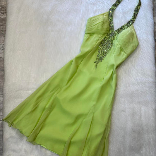 Fairy Halter Sheath Short Prom Dresses, Chiffon Green Homecoming Dresses Birthday Dresses ED04601