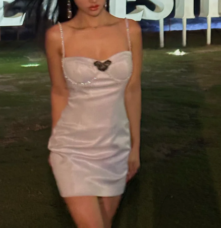 Sexy Spaghetti Strap Sheath Short  Prom Dresses Satin Silver Homecoming Dresses Birthday Dresses ED04629