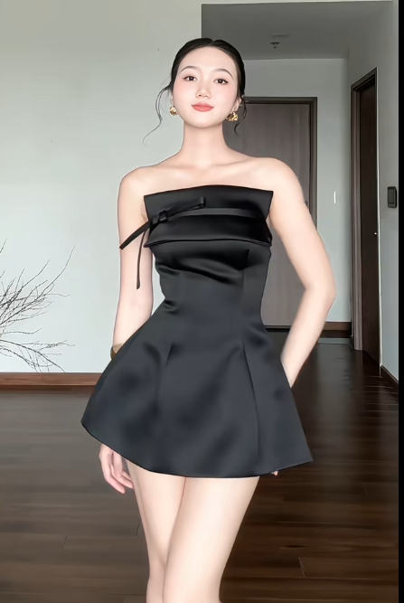 Sexy Strapless Sheath Short Prom Dresses Satin Black Homecoming Dresses Backless Birthday Dresses ED04630