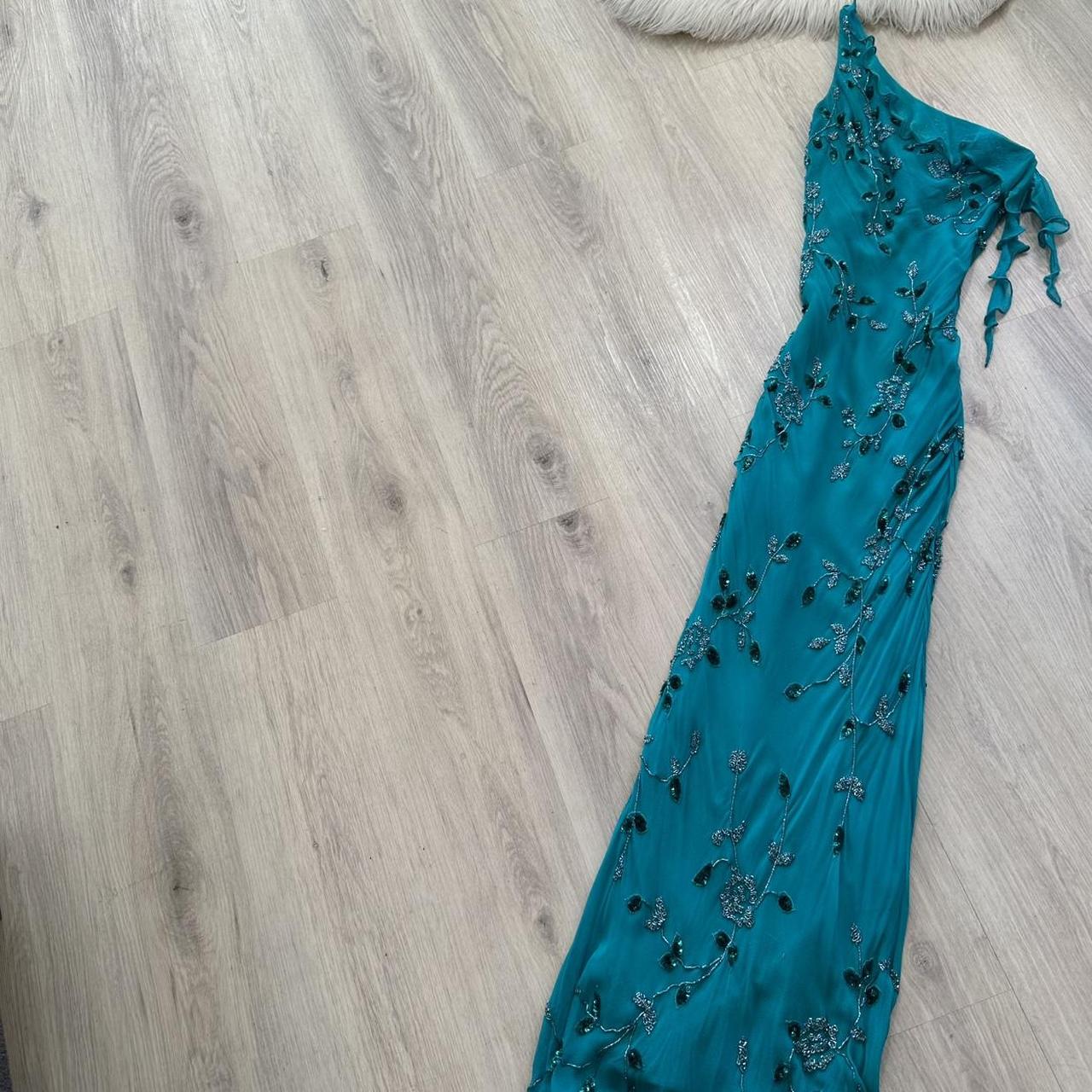Vintage One Shoulder Turquoise Long Formal Dresses Chiffon Beaded Prom Dresses Elegant Sheath Evening Gowns ED04655