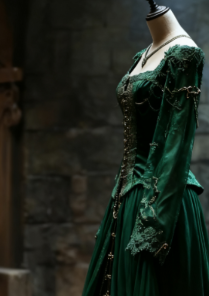 Palace-style Sheath Long Sleeve Dark Green Long Prom Dresses Tulle Beaded Square Neck Birthday Dresses ED04672